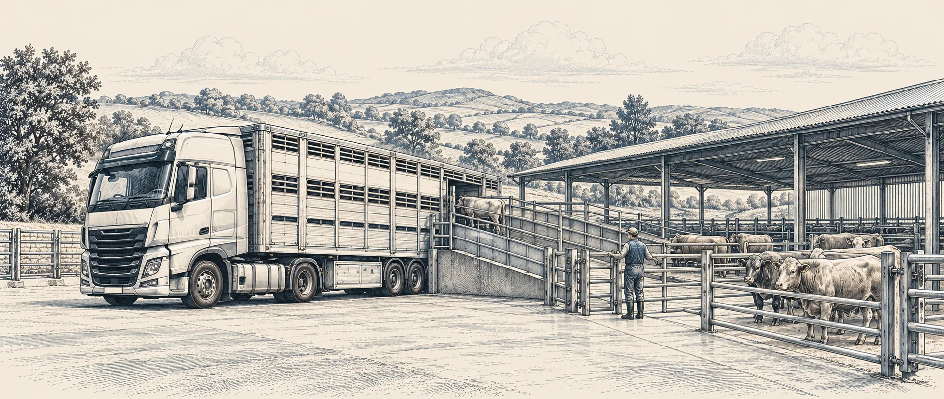 Illustration of a livestock collection centre