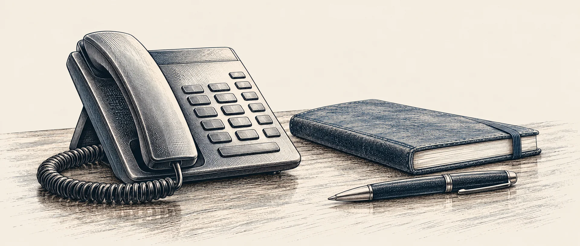 Illustrazione di un telefono e un quaderno
