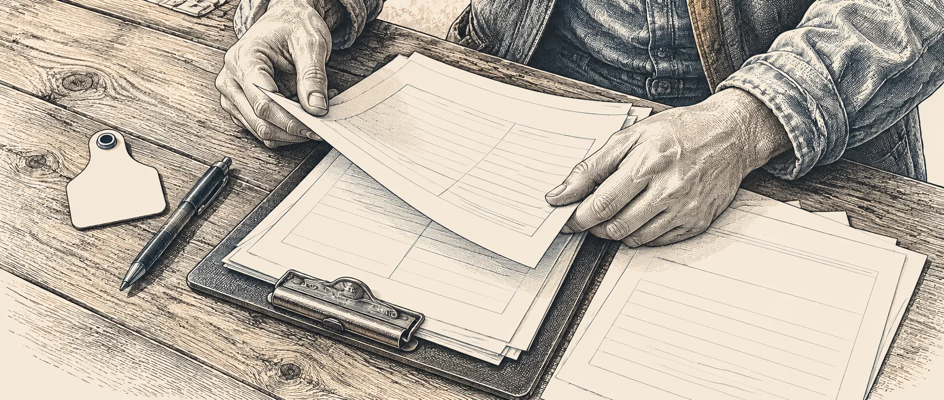 Illustrazione del controllo di documenti per il bestiame